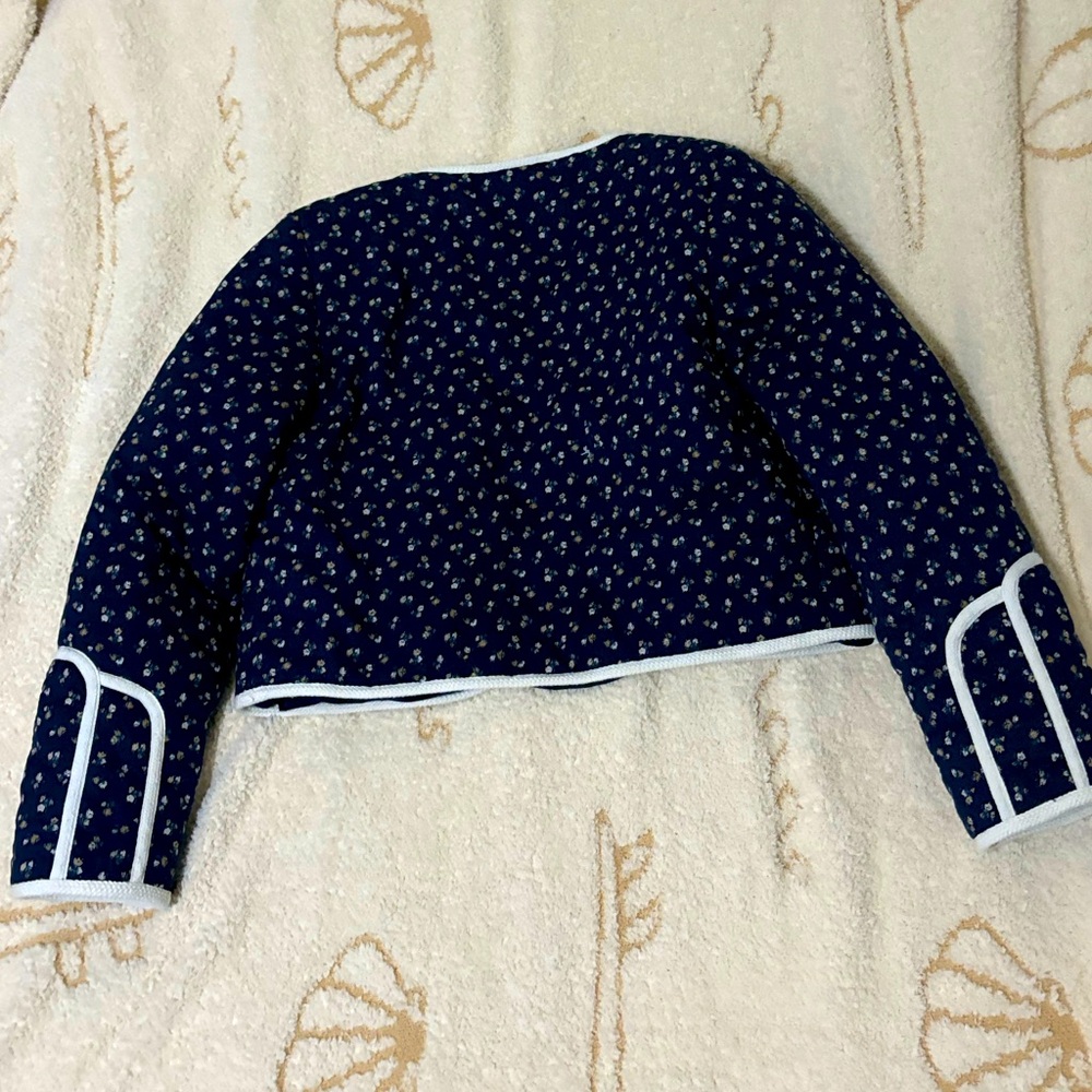 🌼Sezane ESBEN JACKET in Marine Floral Navy Jacket with White Trim - Picture 6 of 9